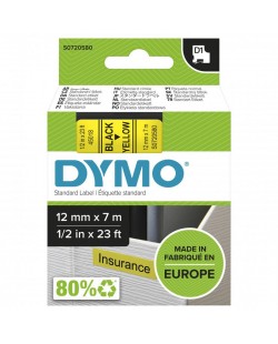 DYMO D1 étiquettes autocollantes authentiques | impression en noir sur fond jaune | 12 mm x 7 m | pour étiqueteuses LabelManag