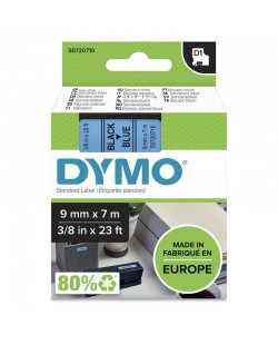 DYMO D1 étiquettes autocollantes authentiques | rouleau de 9 mm x 7 m | impression en noir sur fond bleu | autocollantes | pour