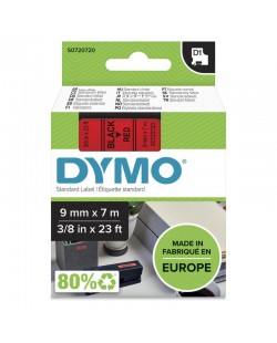 DYMO D1 étiquettes autocollantes authentiques | rouleau de 9 mm x 7 m | impression en noir sur fond rouge | autocollantes | pou