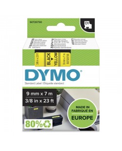 DYMO D1 étiquettes autocollantes authentiques | rouleau de 9 mm x 7 m | impression en noir sur fond jaune | autocollantes | pou
