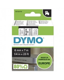DYMO D1 étiquettes autocollantes authentiques de hautes performances en polyester | 6mm x 7m | impression en noir sur fond tran
