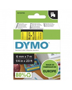 DYMO D1 étiquettes autocollantes authentiques | rouleau de 6 mm x 7 m | impression en noir sur fond jaune | autocollantes | pou