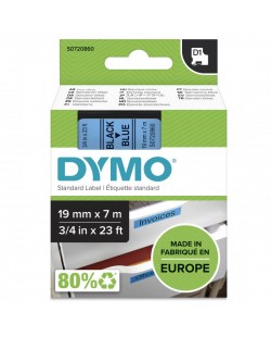 DYMO D1 étiquettes autocollantes authentiques | rouleau de 12 mm x 7 m | impression en noir sur fond bleu | pour étiqueteuses