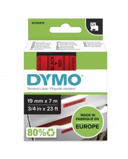 DYMO D1 étiquettes autocollantes authentiques de hautes performances en polyester | 19mm x 7m | impression en noir sur fond rou
