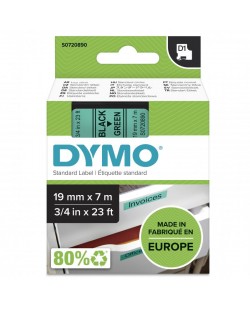 DYMO D1 étiquettes autocollantes authentiques | rouleau de 12 mm x 7 m | impression en noir sur fond vert | pour étiqueteuses