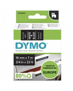 DYMO D1 étiquettes autocollantes authentiques | rouleau de 19 mm x 7 m | impression en blanc sur fond noir | autocollantes | po