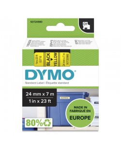 DYMO D1 étiquettes autocollantes authentiques | rouleau de 24 mm x 7 m | impression en noir sur fond jaune | autocollantes | po
