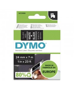 DYMO D1 étiquettes autocollantes authentiques | rouleau de 24 mm x 7 m | impression en blanc sur fond noir | pour étiqueteuses