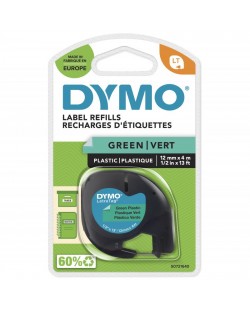 DYMO LetraTag Étiquettes en plastique Authentique | 12 mm x 4 m | impression en noir sur fond vert | Étiquettes autocollantes