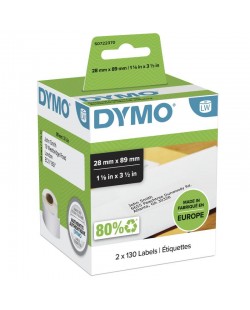 DYMO LabelWriter Étiquettes authentiques d'adresse autocollantes | 28mm x 89mm | noir sur blanc | rouleau de 130 | pour les ét