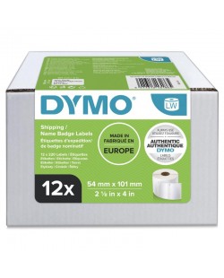 DYMO LW grandes étiquettes autocollantes authentiques pour expéditions et badges nominatifs | 54 mm x 101 mm | 12 rouleaux de
