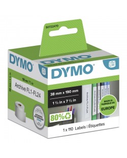 DYMO LW Petites étiquettes authentiques pour classeur à arceaux | 38 mm x 190 mm | Rouleau de 110 | impression en noir sur fon
