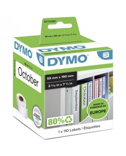 DYMO LW grandes étiquettes autocollantes authentiques pour classeurs à levier/polyvalentes | 59 mm x 190 mm | rouleau de 110