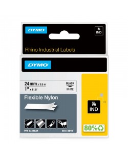 DYMO Rhino Étiquettes industrielles | Nylon flexible | 24 mm x 3,5 m | autocollantes impression en noir sur fond blanc | pour