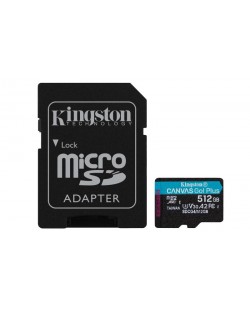 Kingston Technology Carte microSDXC Canvas Go Plus Gen4 200 Mo/s A2 U3 V30 512 Go + adaptateur
