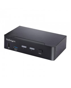 StarTech.com Switch KVM USB C - KVM DisplayPort à 2 ports Vidéo HDR UHD 4K 60Hz - Audio 3.5, Hub 5Gbps 4x USB HID et 2x USB 1