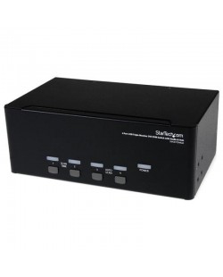 StarTech.com Switch Commutateur KVM USB 4 ports Sortie Vidéo DVI, Audio HUB USB 2.0 3 Écrans - 4 PC