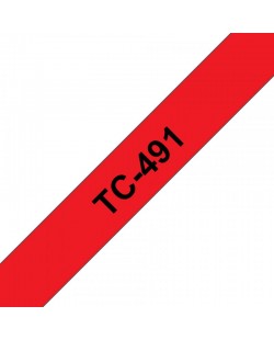 Brother TC-491 ruban d'étiquette Noir sur rouge
