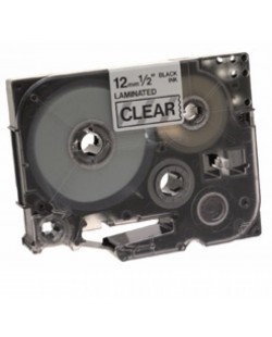 Brother Black on Clear Gloss Laminated Tape, 12mm ruban d'étiquette TZ