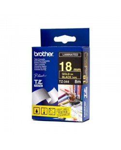 Brother TZ-344 ruban d'étiquette Or sur noir