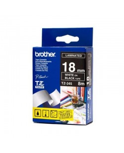Brother TZ-345 ruban d'étiquette Blanc sur noir