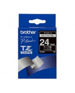 Brother Gloss Laminated Labelling Tape - 24mm, White/Black ruban d'étiquette TZ
