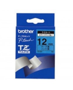 Brother Gloss Laminated Labelling Tape - 12mm, Black/Blue ruban d'étiquette TZ