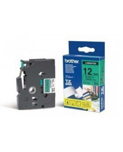 Brother Gloss Laminated Labelling Tape - 12mm, Black/Green ruban d'étiquette TZ