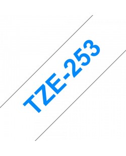 Brother TZE-253 ruban d'étiquette Bleu sur blanc