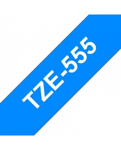Brother TZE-555 ruban d'étiquette Blanc sur bleu
