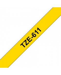 Brother TZE-611 ruban d'étiquette Noir sur jaune
