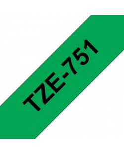 Brother TZE-751 ruban d'étiquette Noir sur vert
