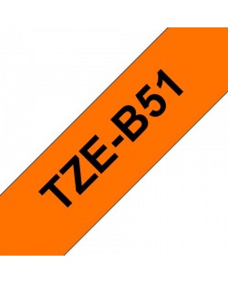 Brother TZE-B51 ruban d'étiquette Noir sur fond orange fluorescent