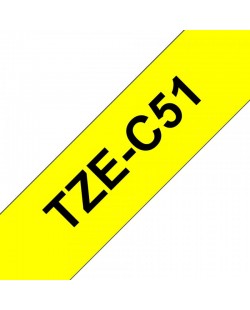 Brother TZE-C51 ruban d'étiquette Noir sur fond jaune fluorescent
