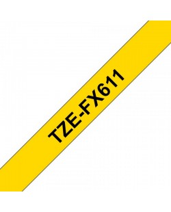 Brother TZE-FX611 ruban d'étiquette Noir sur jaune