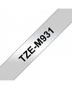 Brother TZE-M931 ruban d'étiquette Noir sur argent