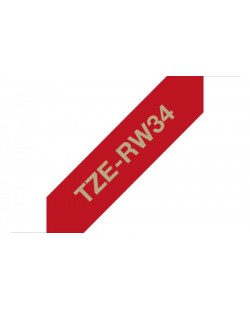 Brother TZE-RW34 ruban d'étiquette Doré sur rouge