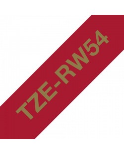 Brother TZE-RW54 ruban d'étiquette Doré sur rouge