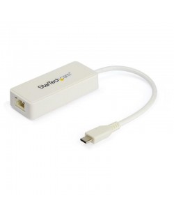StarTech.com Adaptateur USB-C vers Gigabit Ethernet avec port USB-A - Adaptateur Réseau Blanc 1Gbps NIC USB 3.0/3.1 Type C - 1G