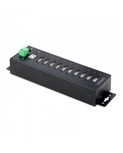 StarTech.com Hub USB 2.0 10 ports Industriel - Hub USB Robuste avec Protection ESD Niveau 4 - Hub USB-A Montable sur Mur/Bureau