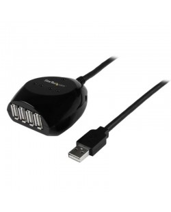 StarTech.com Câble USB 2.0 actif de 15m - Rallonge USB 2.0 avec hub à 4 ports - Noir