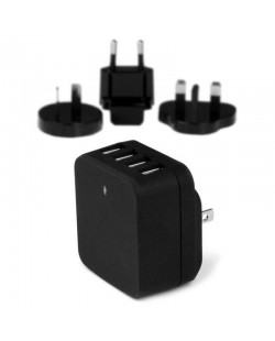StarTech.com Chargeur mural USB à 4 ports - (34 W/6,8 A) - Chargeur de voyage international - Noir